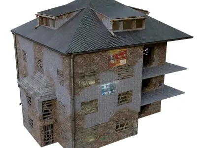 Urban City building 03 Low poly two versions Low-poly 3D model