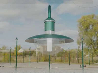  Street Light -7- Moss Green Version - For Walls Low-poly 3D model