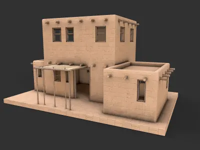 Old Egypt Desert Clay House Collection Low-poly 3D model