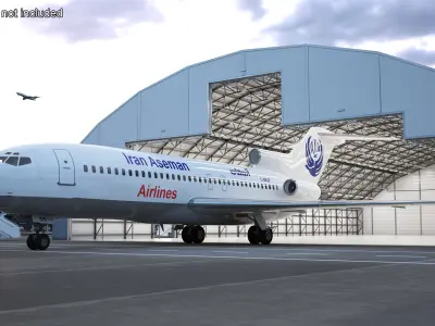  Commercial Airliner Boeing 727-100 Iran Aseman Rigged for Maya 