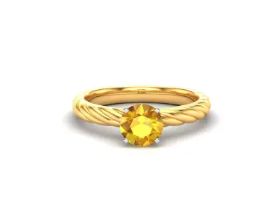 Solitaire Wedding Engagement Ring 3D print model 10