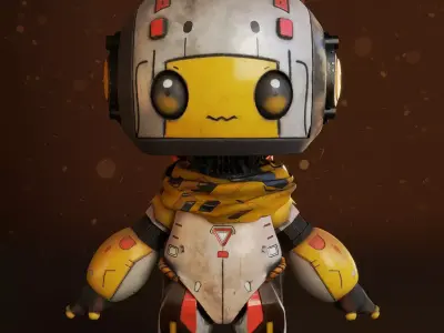 Cute Robot Low-poly 3D model get