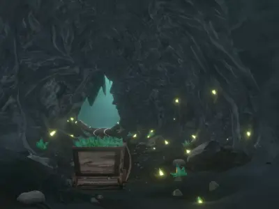 Stylized Cave for Anime and Cartoons Low-poly 3D model