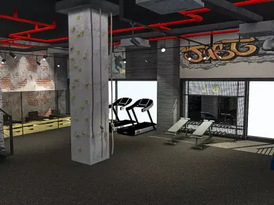 3D GYM nterior Design Low-poly 3D model