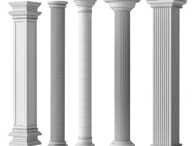Marble Quintet Columns with Classic Design 3D model