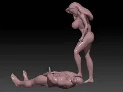 Jessica stepping on a man on floor 3D print model