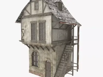 Medieval house Low-poly 3D model