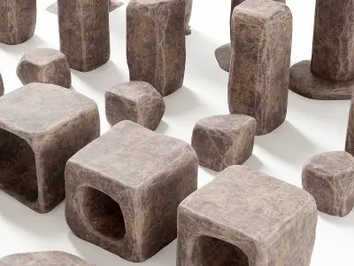 Stone cube ligt decorative n1 3D model