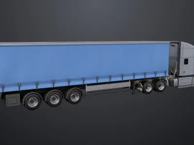  Heavy Truck 05 Curtainsider Trailer All PBR Unity UE Textures 