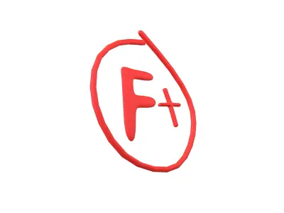 Grade F Plus Symbol v1 001 Low-poly 3D model