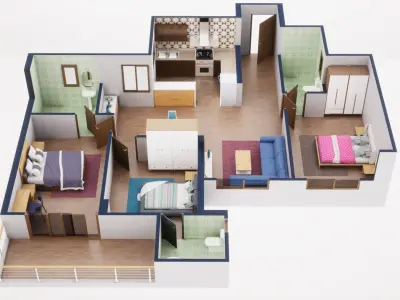 3D Floor Plan Model 44 3D model