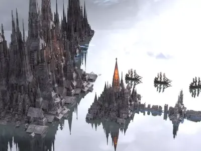 Dark Fantasy Pirate fort City 3D model
