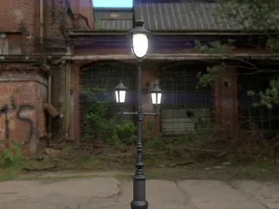 Triple Lamp Post 2 Low-poly 3D model
