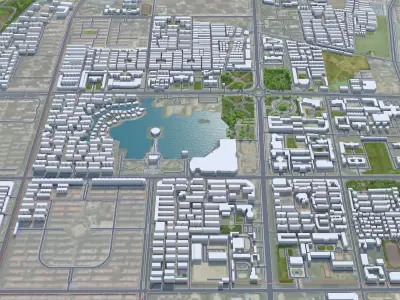 Kaifeng Henan China 40km Low-poly 3D model