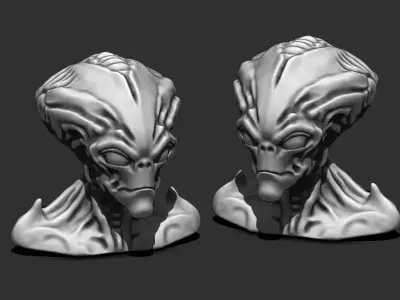 Alien Bust 3 - Realistic 3D Printable STL File 3D print model