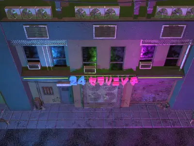 Cyberpunk Street Low-poly 3D model