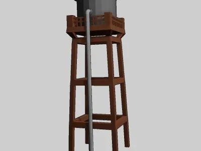 Water Tower - Farm Silo Low-poly 3D model