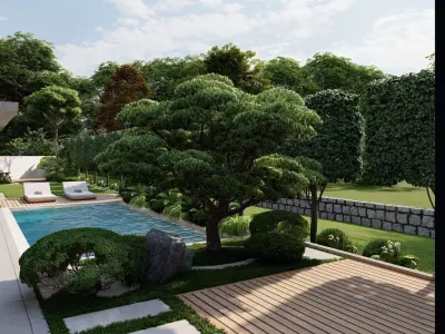 Garden Landscape 3D Model - SketchUp and Lumion Scene 3D model 3D model