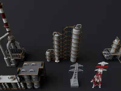 Refinery Factory Power Plant Mega Pack Collection 3D model