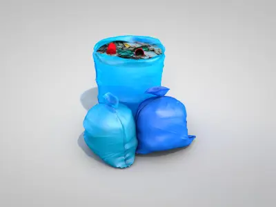 Blue Garbage Bags 3D model