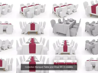 Collection Banquet Table and Chair 31 3D Model Pack