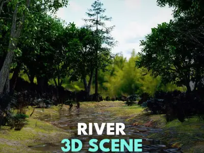 river in woods 3D model