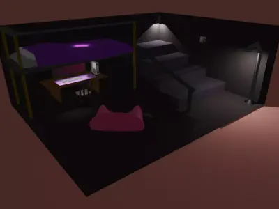 Simple room Low-poly 3D model