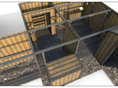 Abandoned Shelter base 02 Low-poly 3D model