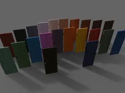 PBR Wood Door A5 Low-poly 3D model