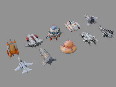Spacecraft Pack Collection Low-poly 3D model
