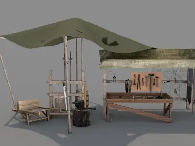 Medieval Market Stall 02 3D model