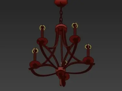Bent 5 Light Crystal Chandelier 3D model