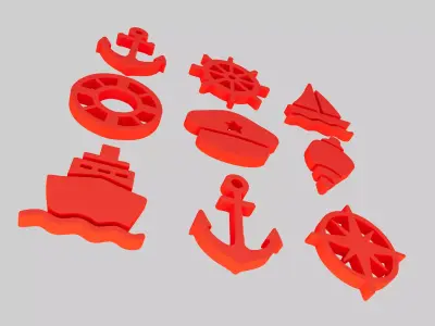 Ocean cruise ship voyage ui logo pack icon Low-poly 3D model