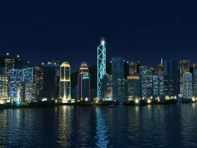 Hong Kong Night View  Hong Kong Nightscape  Victoria Harbour 3D model