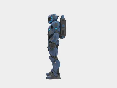  Soldier Sci-Fi Game-Ready 3D Character Model Low-poly 3D model