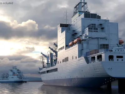  Military Replenishment Vessel with Helicopter on Stern Grey 