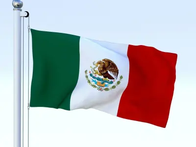 Animated Mexico Flag Low-poly 3D model