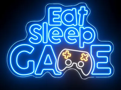 Eat Sleep Game Neon Sign 3D model