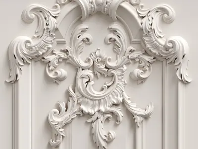 2 carved classic doors 3D model