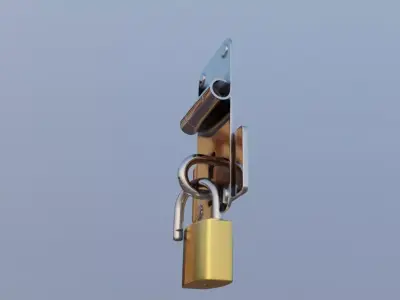 padlock and door lock Low-poly 3D model