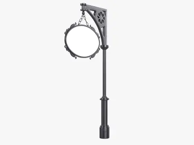 Forged column with hanging sign 04 3D model