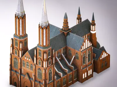 Cathedral of St Michael the Archangel and St Florian the Martyr Low-poly 3D model