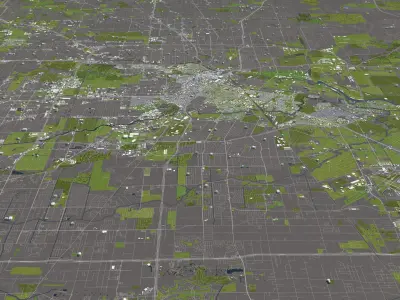 Houston 50x50km 3D City Map 3D model