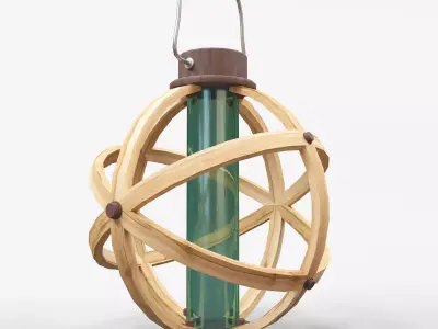 Wooden spherical lamp Low-poly 3D model