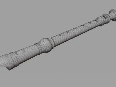 Recorder Detailed Musical Instrument Game-Ready Low-poly 3D model