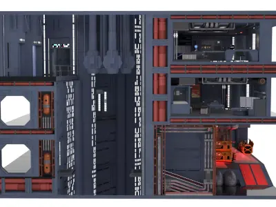 Set 2 - Death Star Shaft 1-12 Scale 3D Model Pack