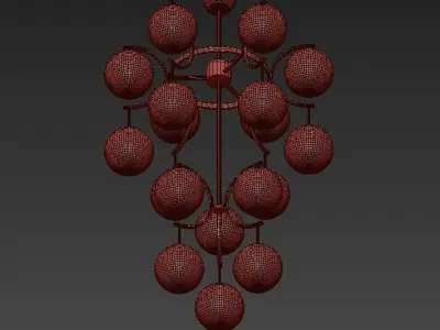 Murano Glass Globe Chandelier 3D model