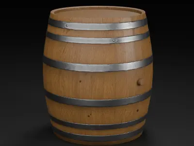 Wooden Barrel - 5 Variations - Game Ready Low-poly 3D model