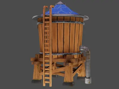 Stylized Water Tank  Free low-poly 3D model