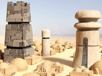 Tatooine Towers Low-poly 3D model